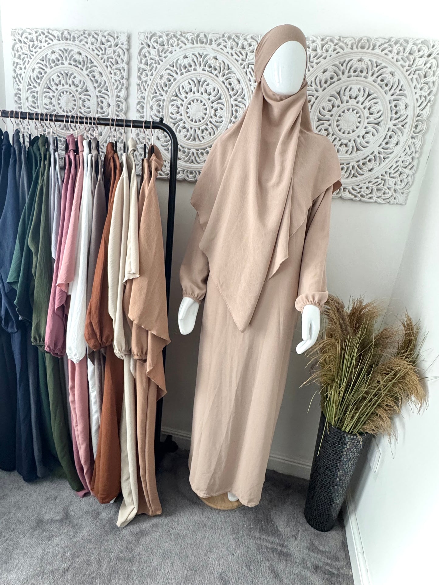 Khimar 2 pc Hawwa plain light weight abaya set adults and teenagers