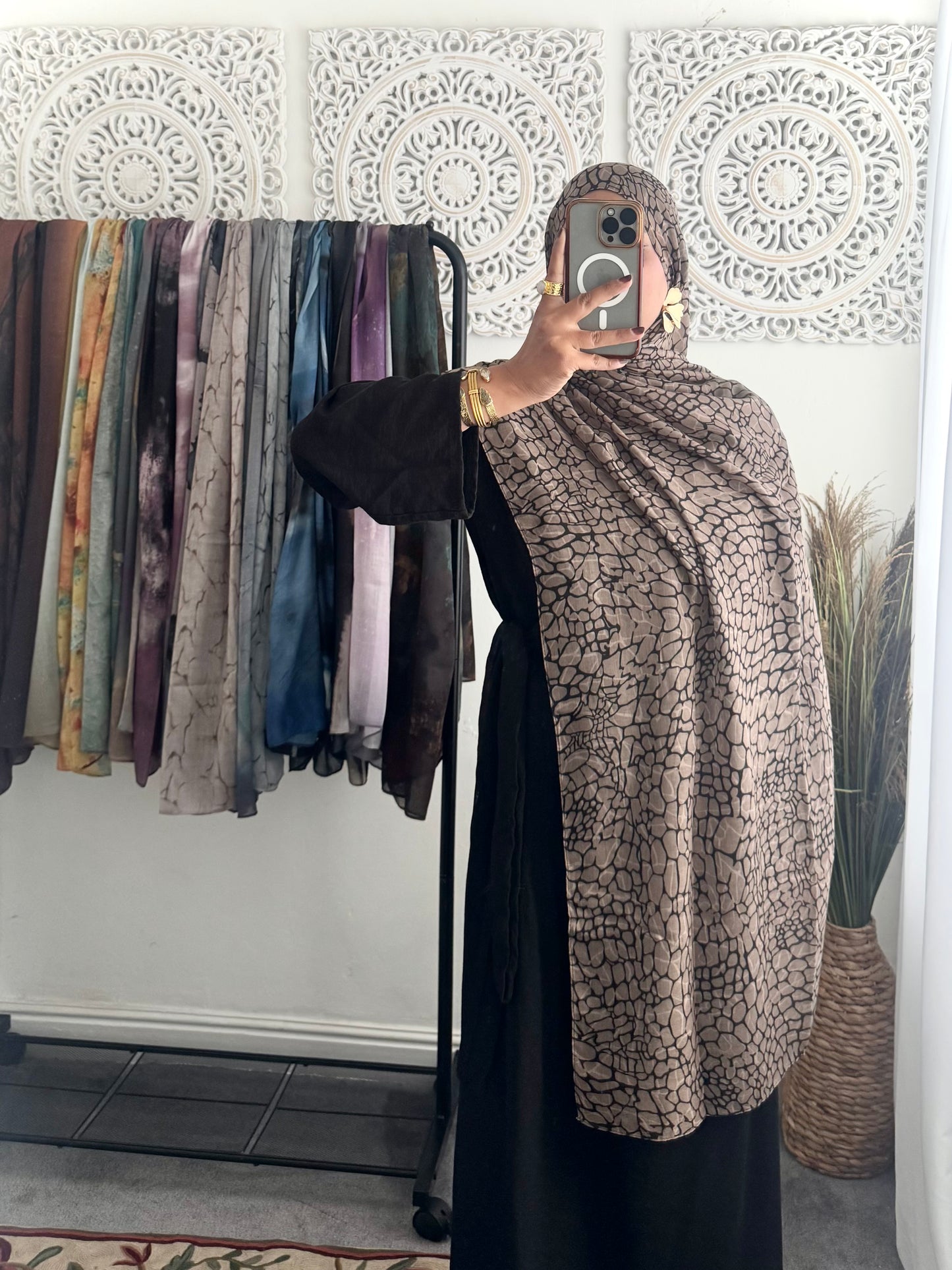 Water coloured Modal Printed honeycomb Hijab