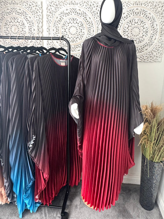 Ombre pleated abaya style dress free size