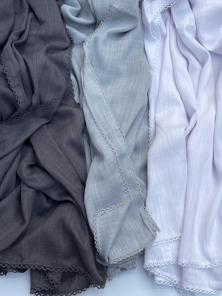 Maxi plain Turkish picot dove white hijab