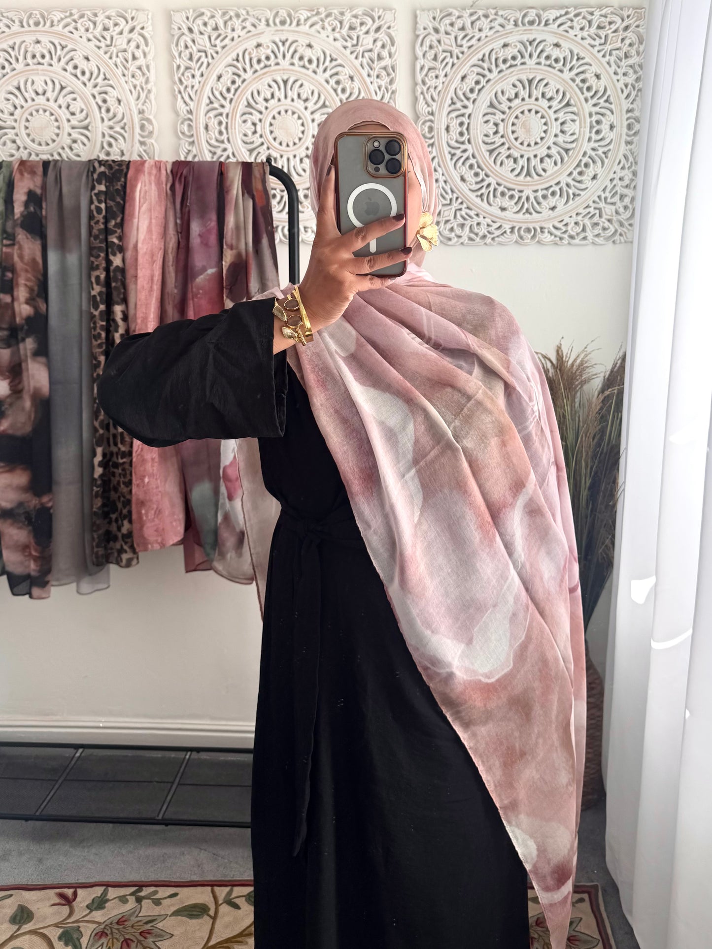 Water coloured Modal Printed Bubble Gum Hijab