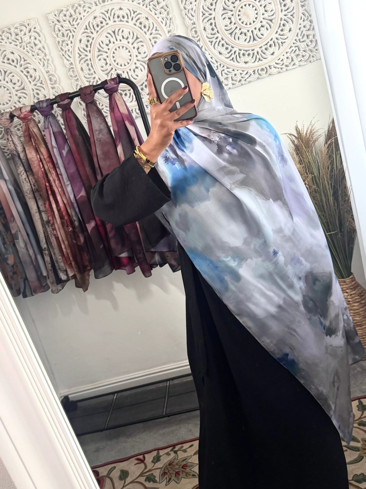 Water coloured Modal Silk Printed rapid Hijab - Hijab Junkie UK