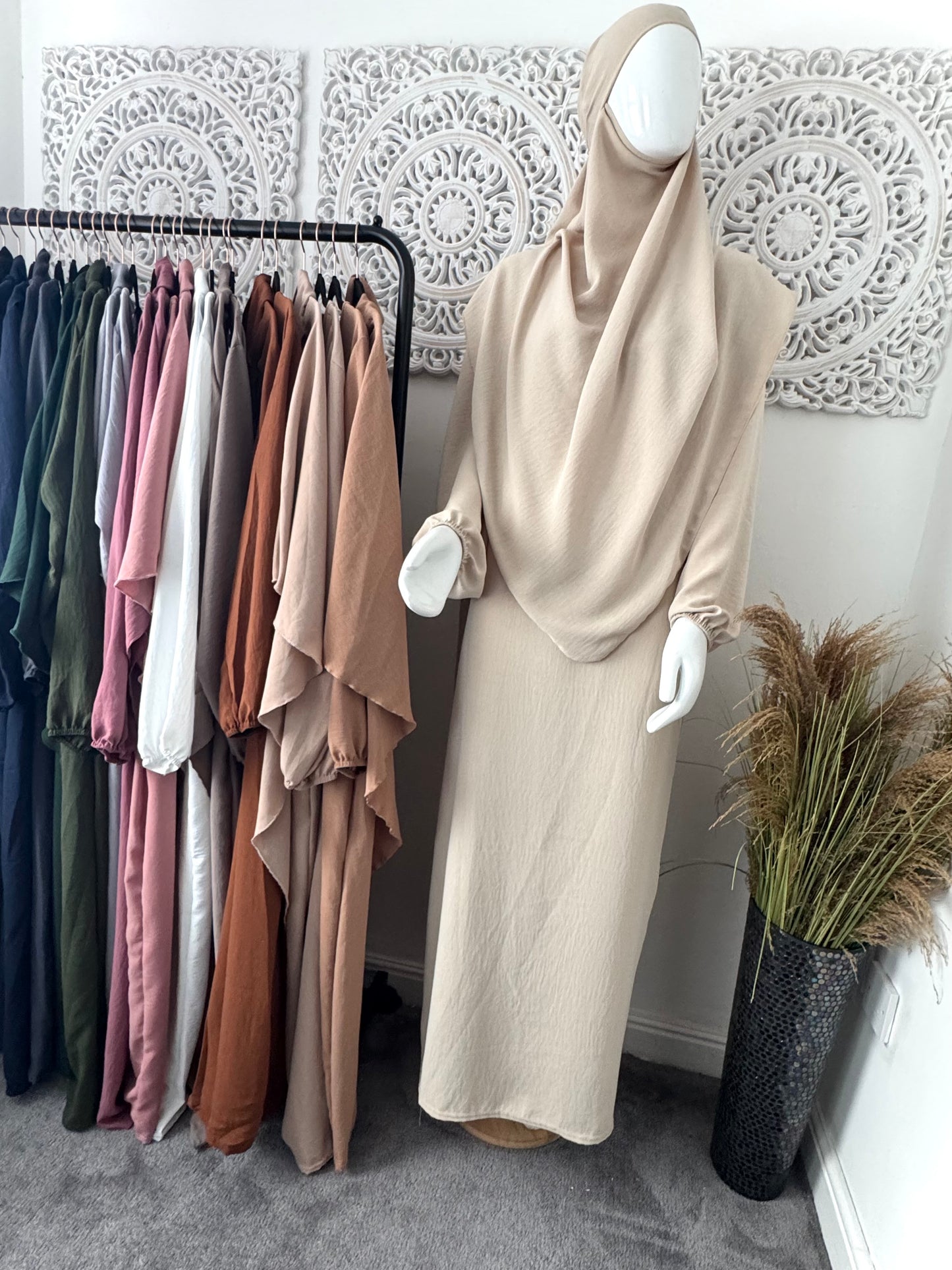 Khimar 2 pc Hawwa plain light weight abaya set adults and teenagers