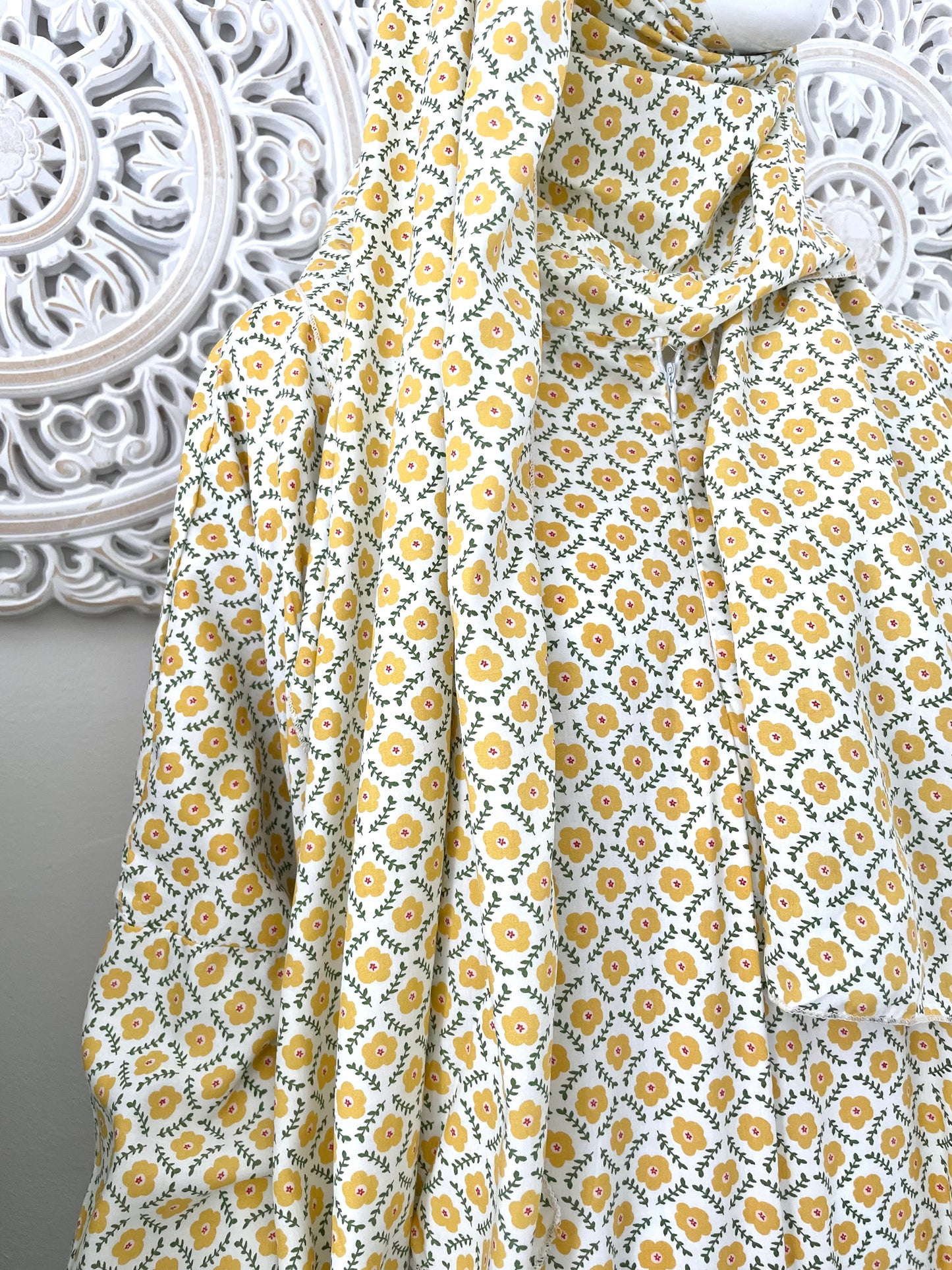 Built in 1pc Fatimah prayer printed zipped abaya set - one size