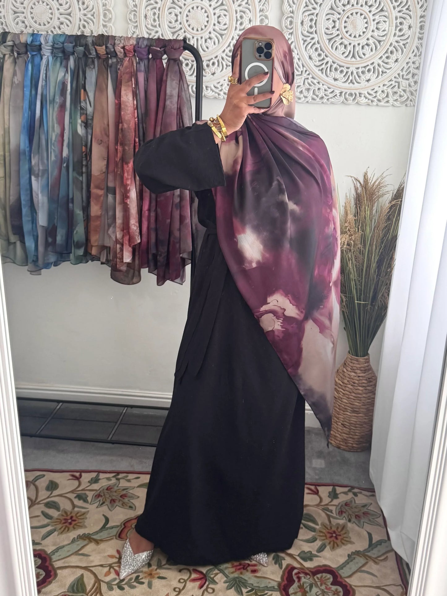 Water coloured Modal Silk Printed pink earth Hijab - Hijab Junkie UK