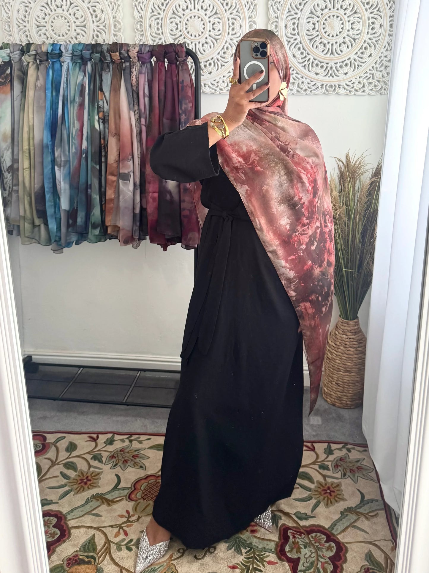 Water coloured Modal Silk Printed fire Hijab - Hijab Junkie UK