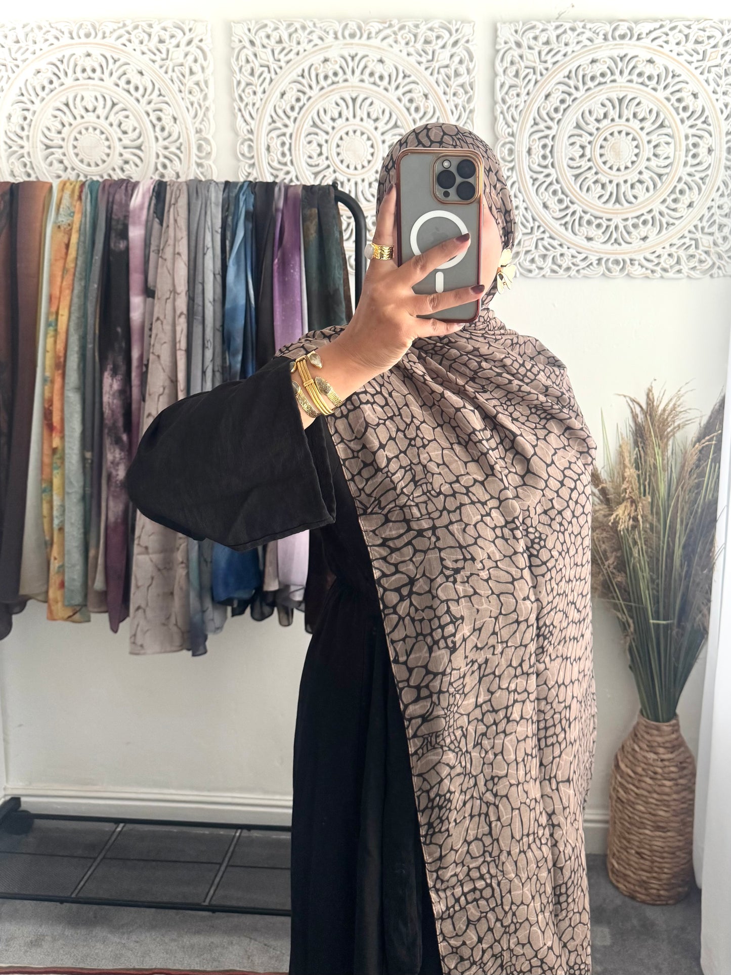 Water coloured Modal Printed honeycomb Hijab