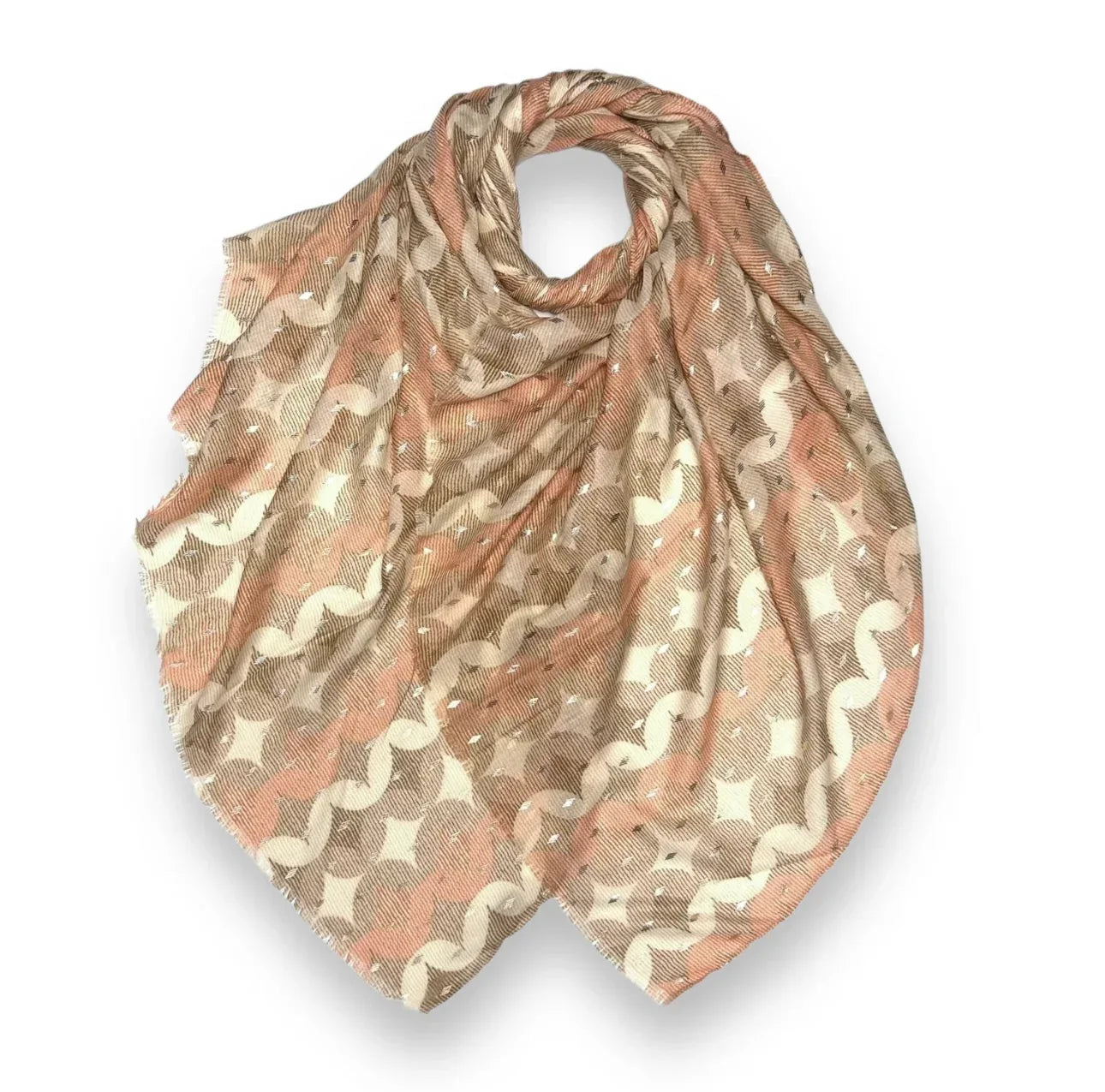 Maxi printed aztec latte hijab scarf - Hijab Junkie UK