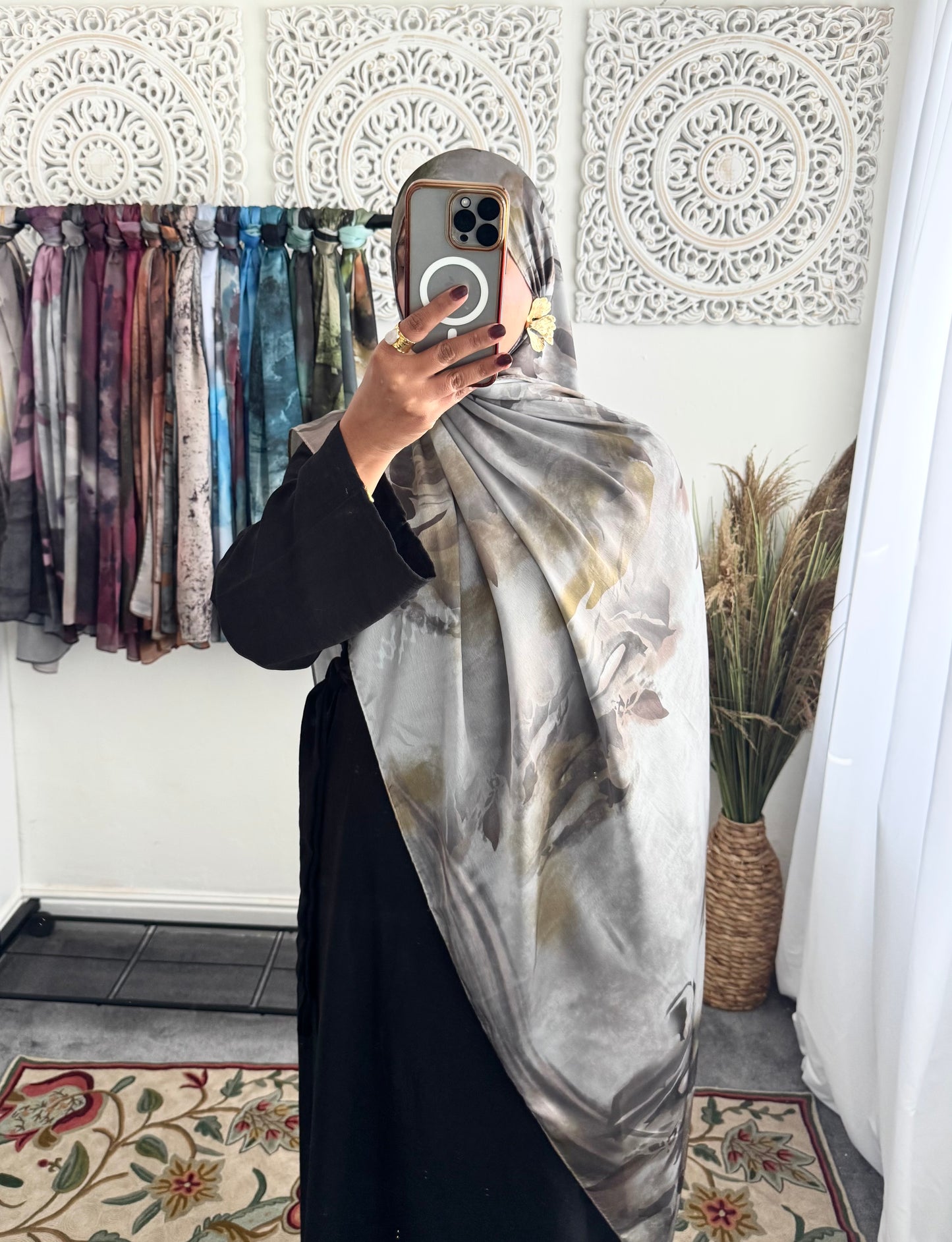 Water coloured Modal Silk Printed Soft Brick Hijab