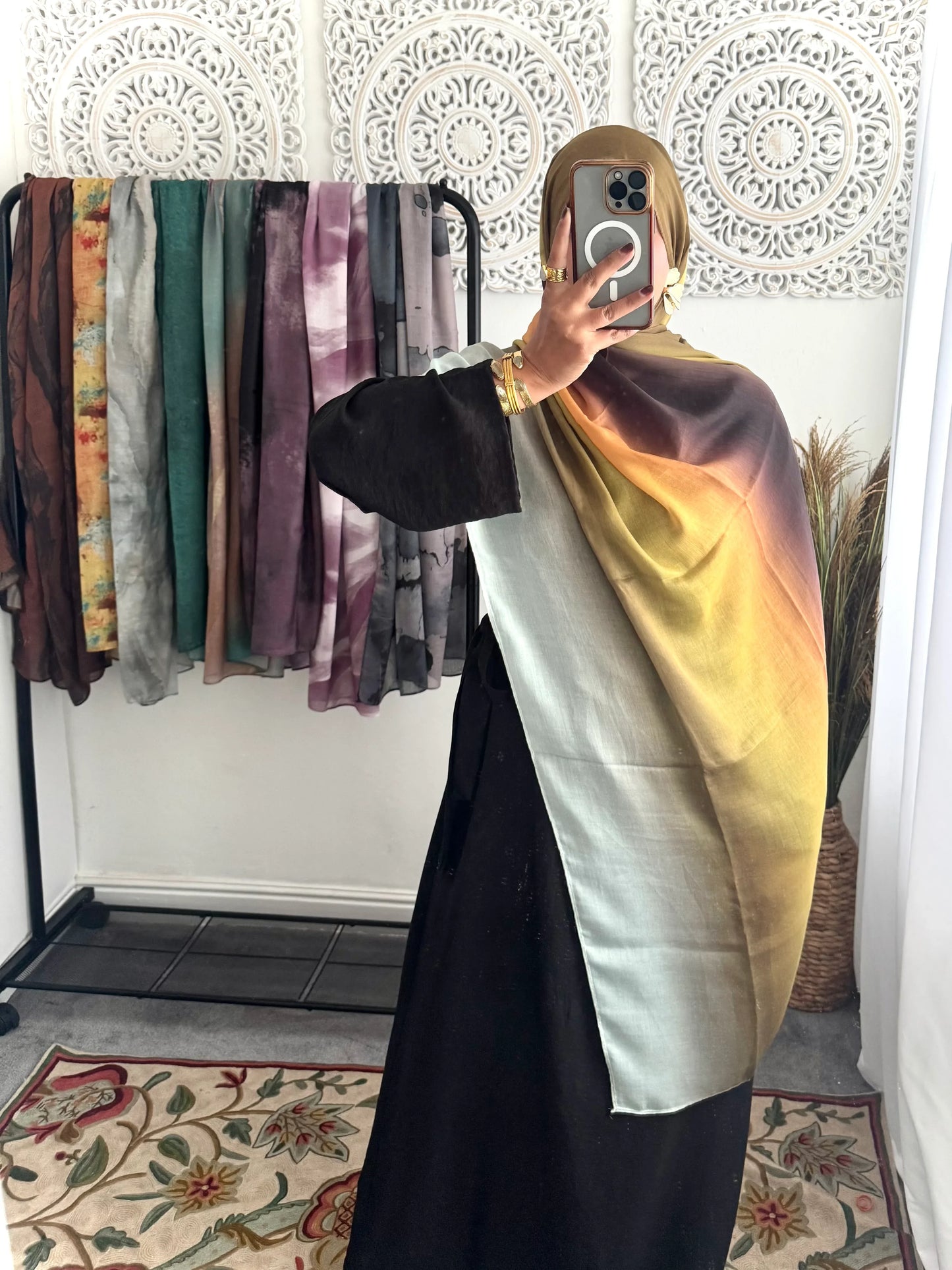 Water coloured Modal Printed moonlight Hijab - Hijab Junkie UK