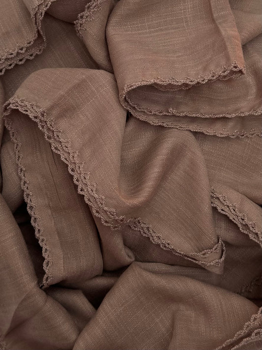 Maxi plain Turkish picot almond hijab