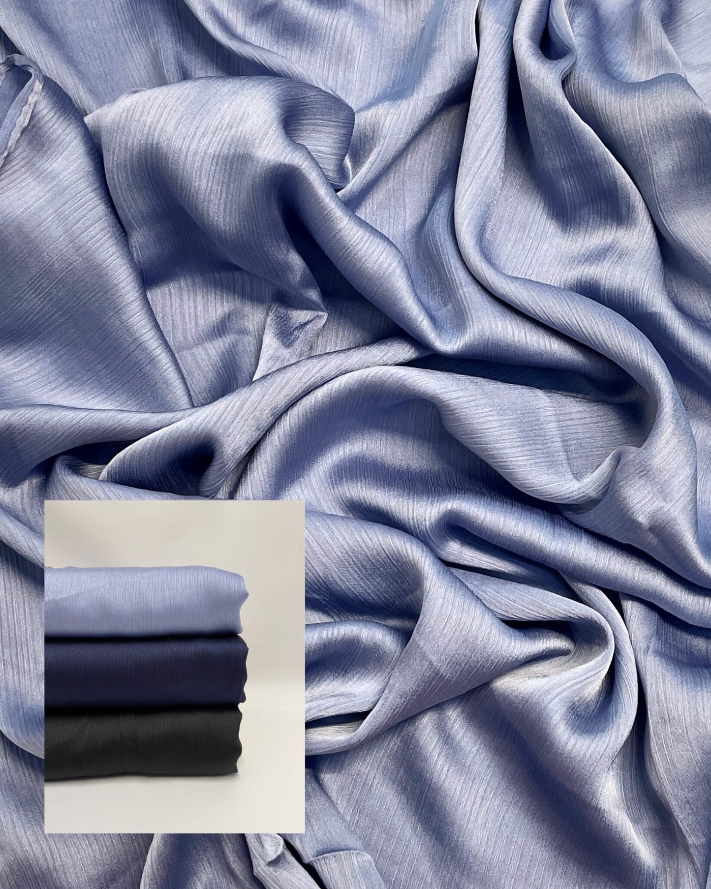 Matt Dubai crinkle silk light denim blue hijab