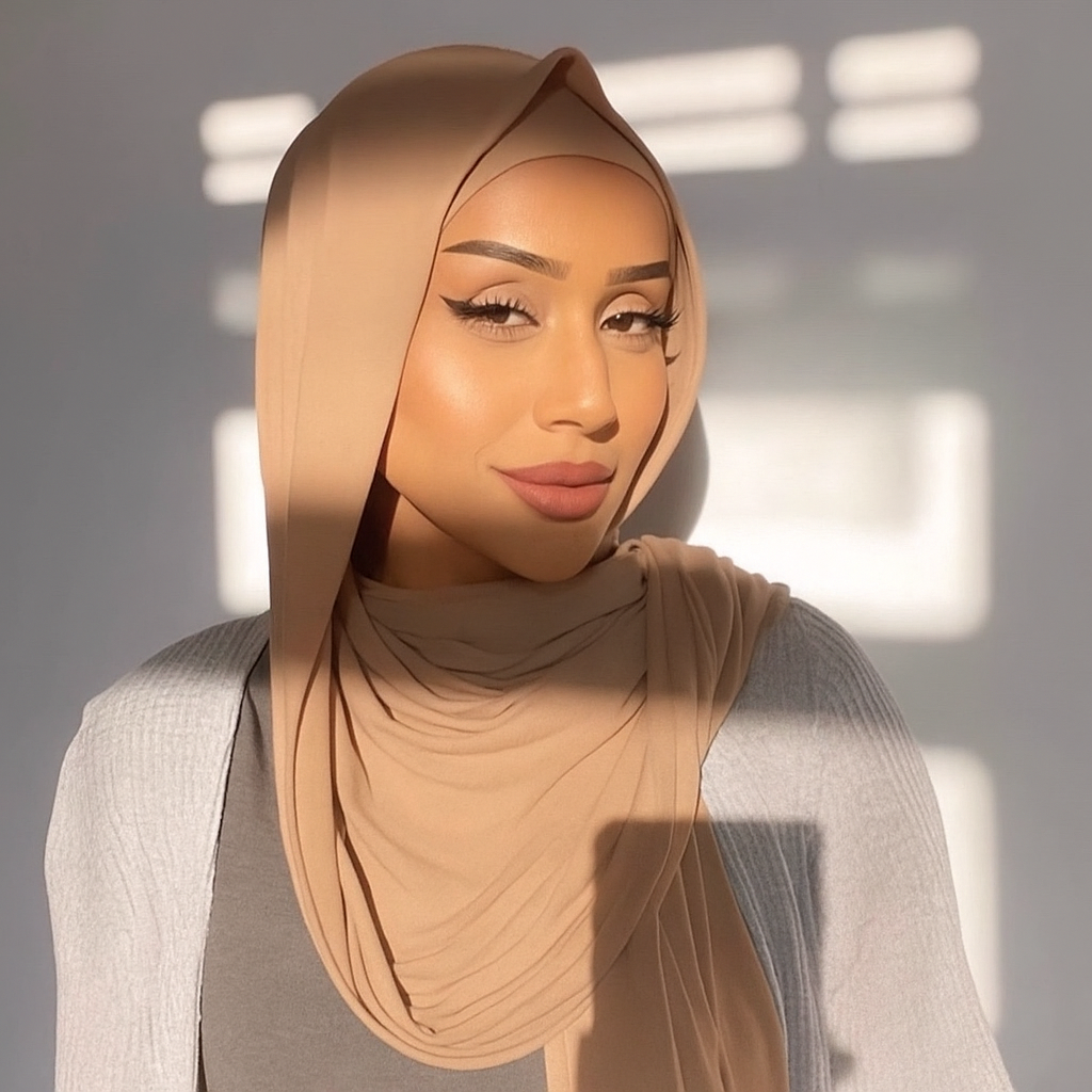 Standard premium stitched jersey plain paper beieg hijab