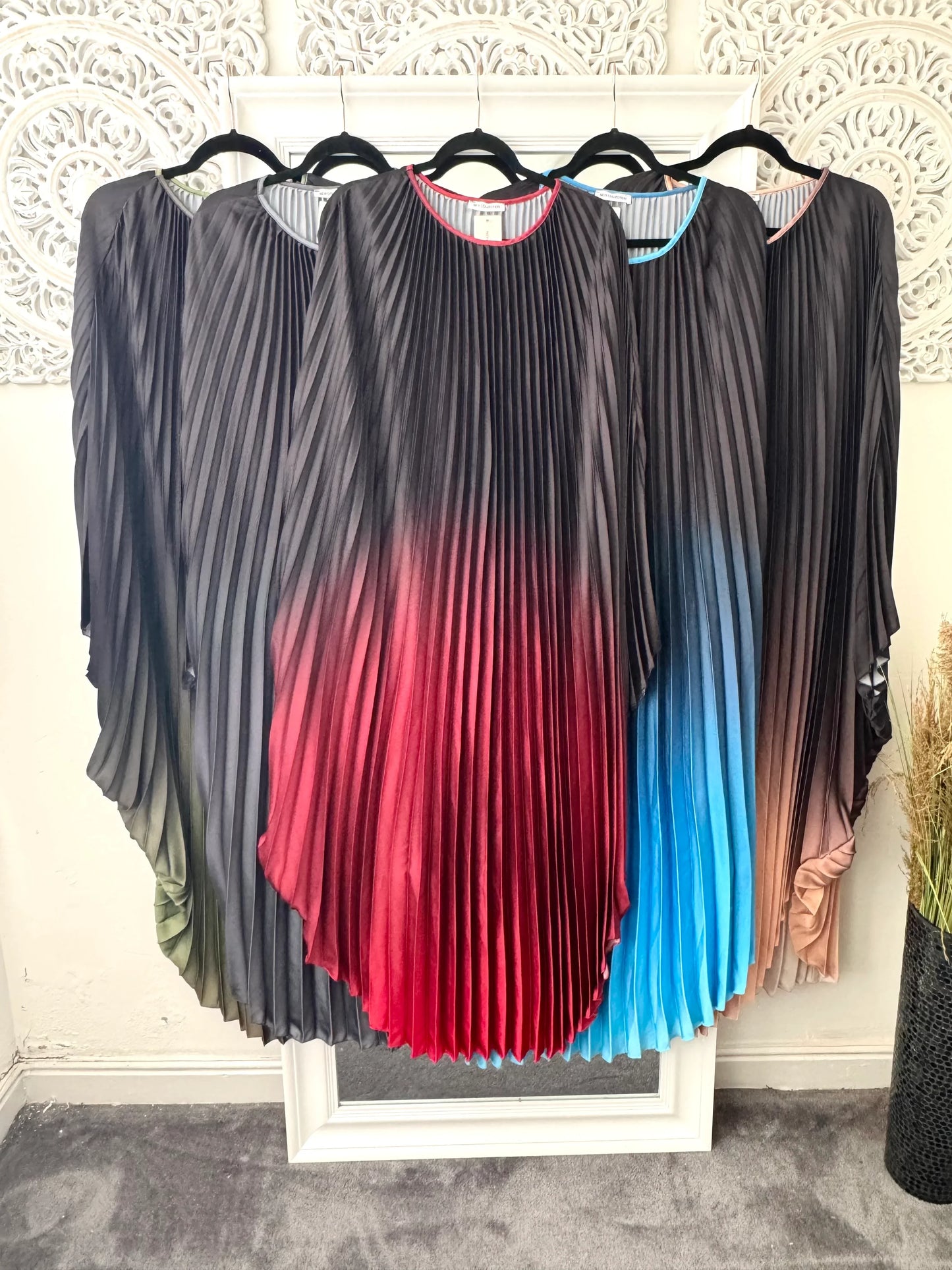 Ombre pleated abaya style dress free size - Hijab Junkie UK