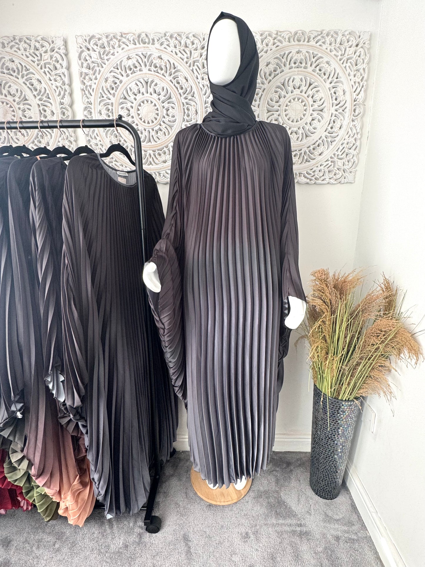 Ombre pleated abaya style dress free size