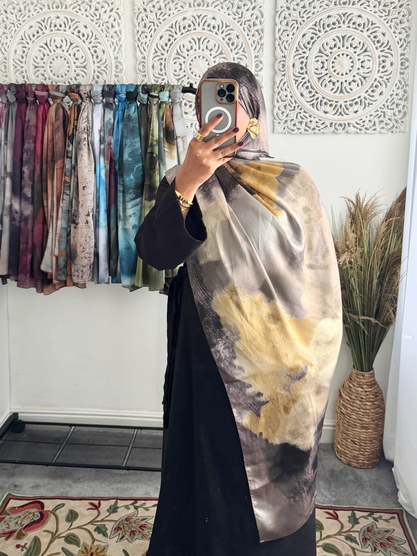 Water coloured Modal Silk Printed Amalfi Hijab - Hijab Junkie UK