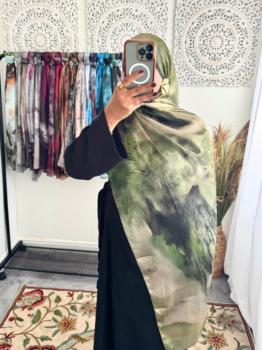 Water coloured Modal Silk Printed Zaitoon Hijab