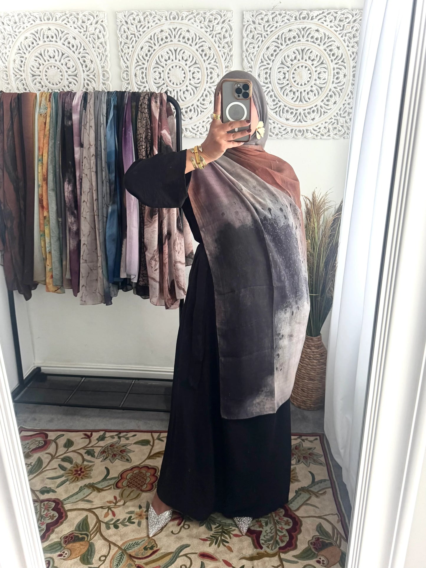 Water coloured Modal Printed pecan Hijab - Hijab Junkie UK