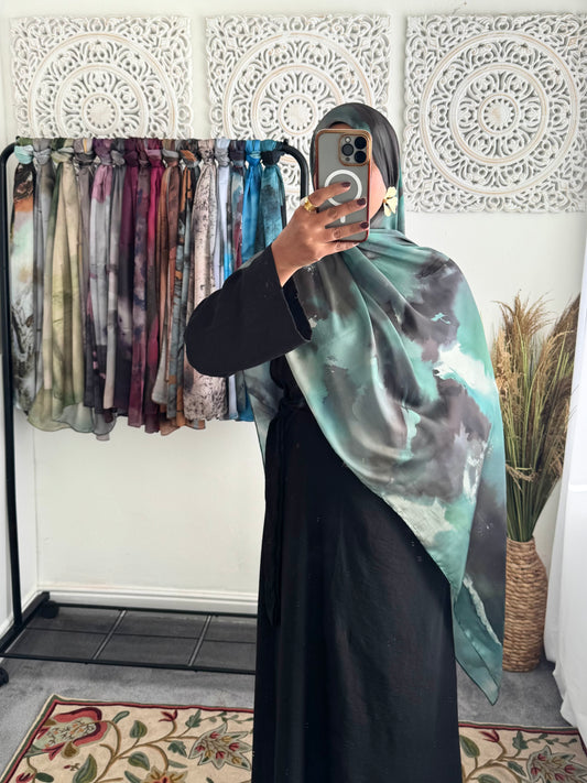 Water coloured Modal Silk Printed Jade Hijab