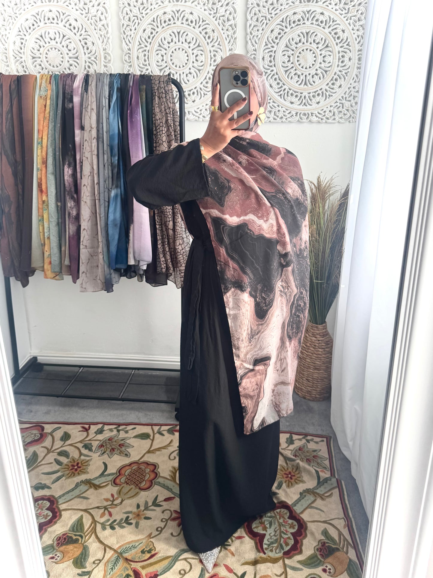 Water coloured Modal Printed chestnut Hijab