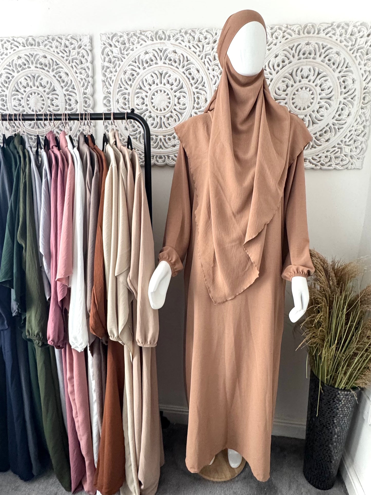 Khimar 2 pc Hawwa plain light weight abaya set adults and teenagers