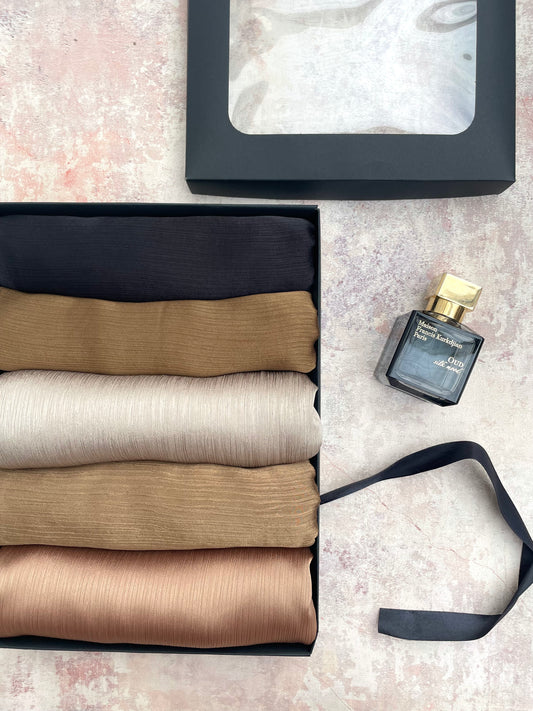 matt Dubai crinkle silk 5 bronze hijab gift set