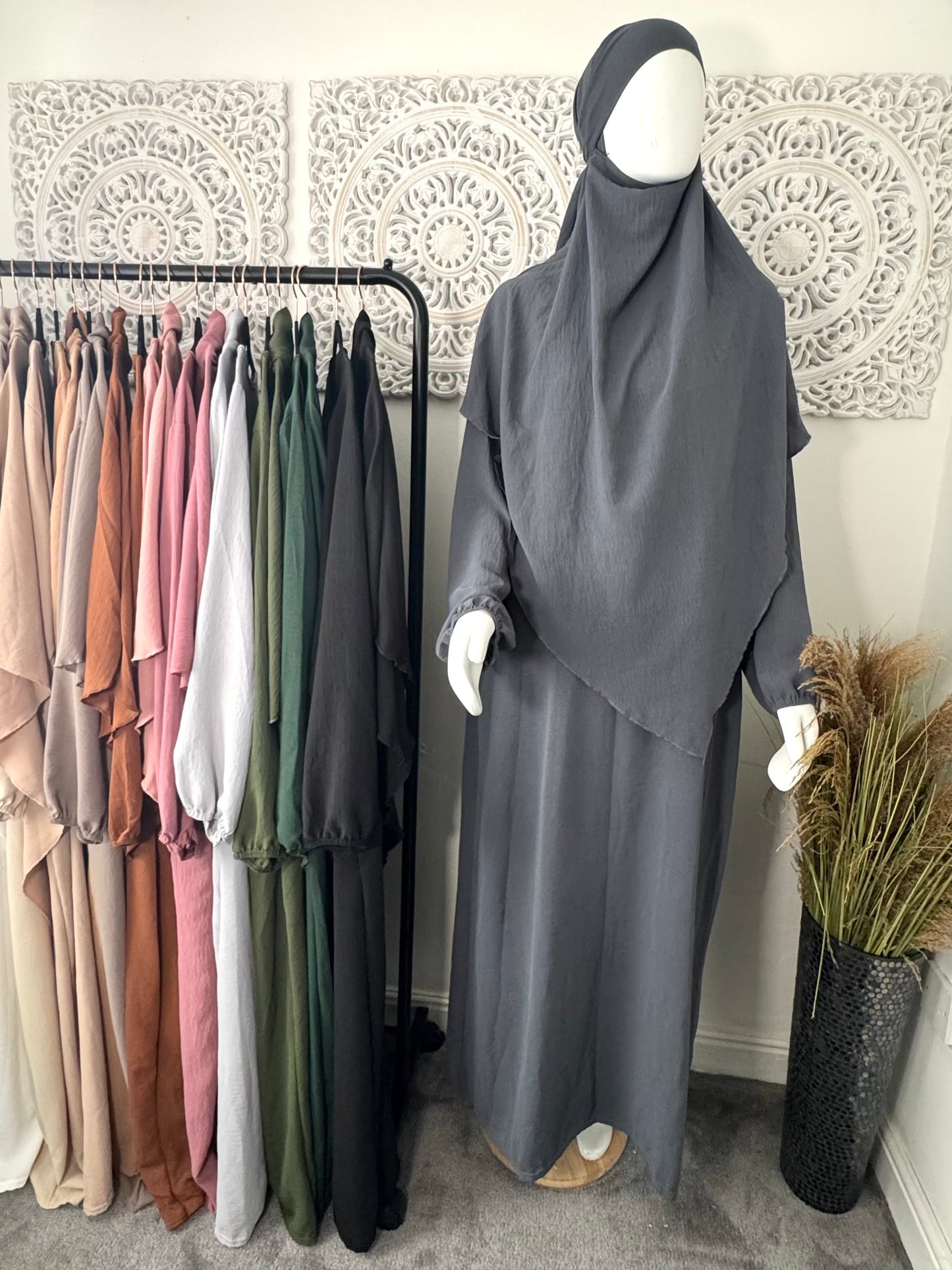 Khimar 2 pc Hawwa plain light weight abaya set adults and teenagers