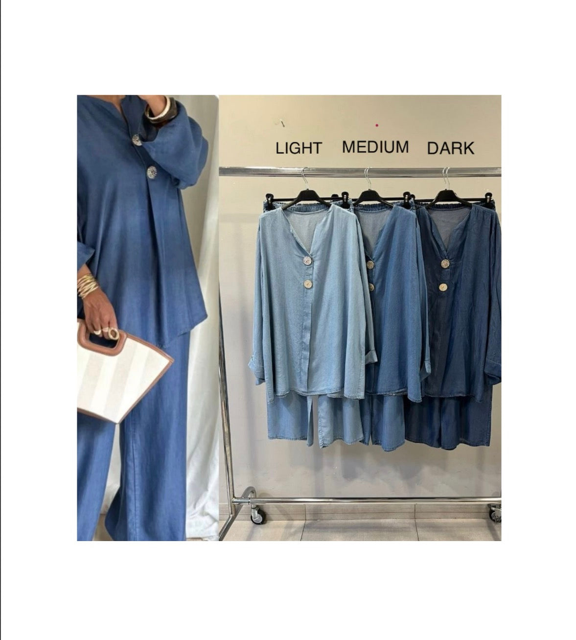 NEW Retro Style Denim Co-Ord Sets Free Size