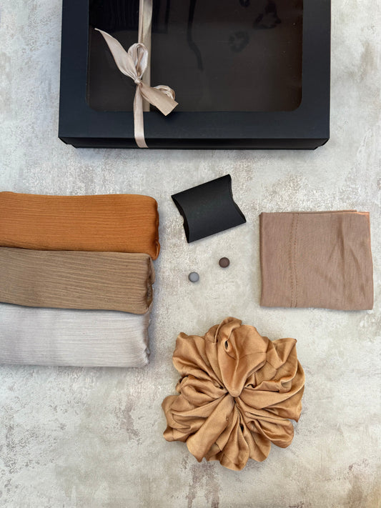 matt Dubai crinkle silk 3 ginger hijab gift set inc accessories
