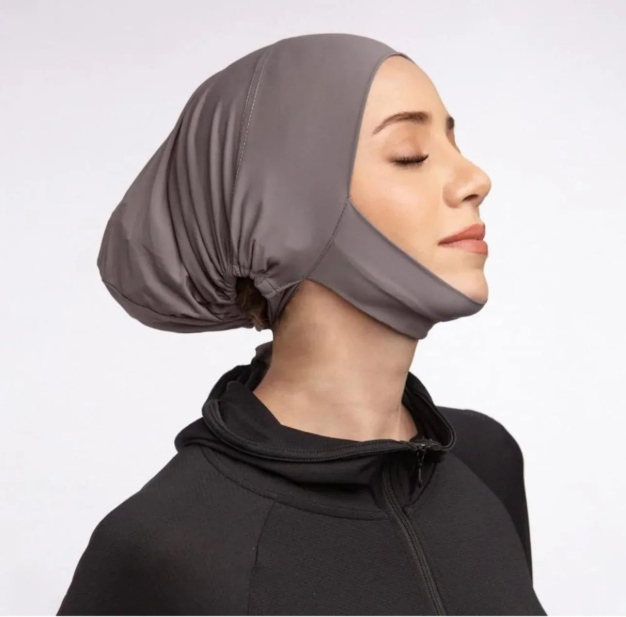 Chin Cover closed tie cap choose from carrington white & jet black - Hijab Junkie UK