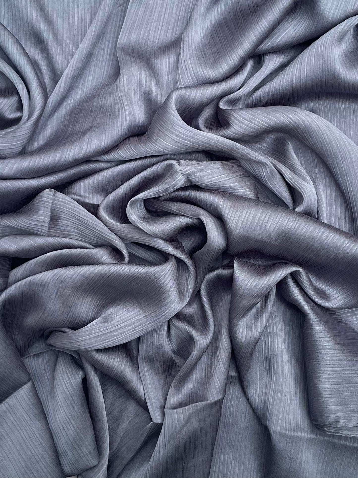 Matt Dubai crinkle silk ice grey hijab - Hijab Junkie UK