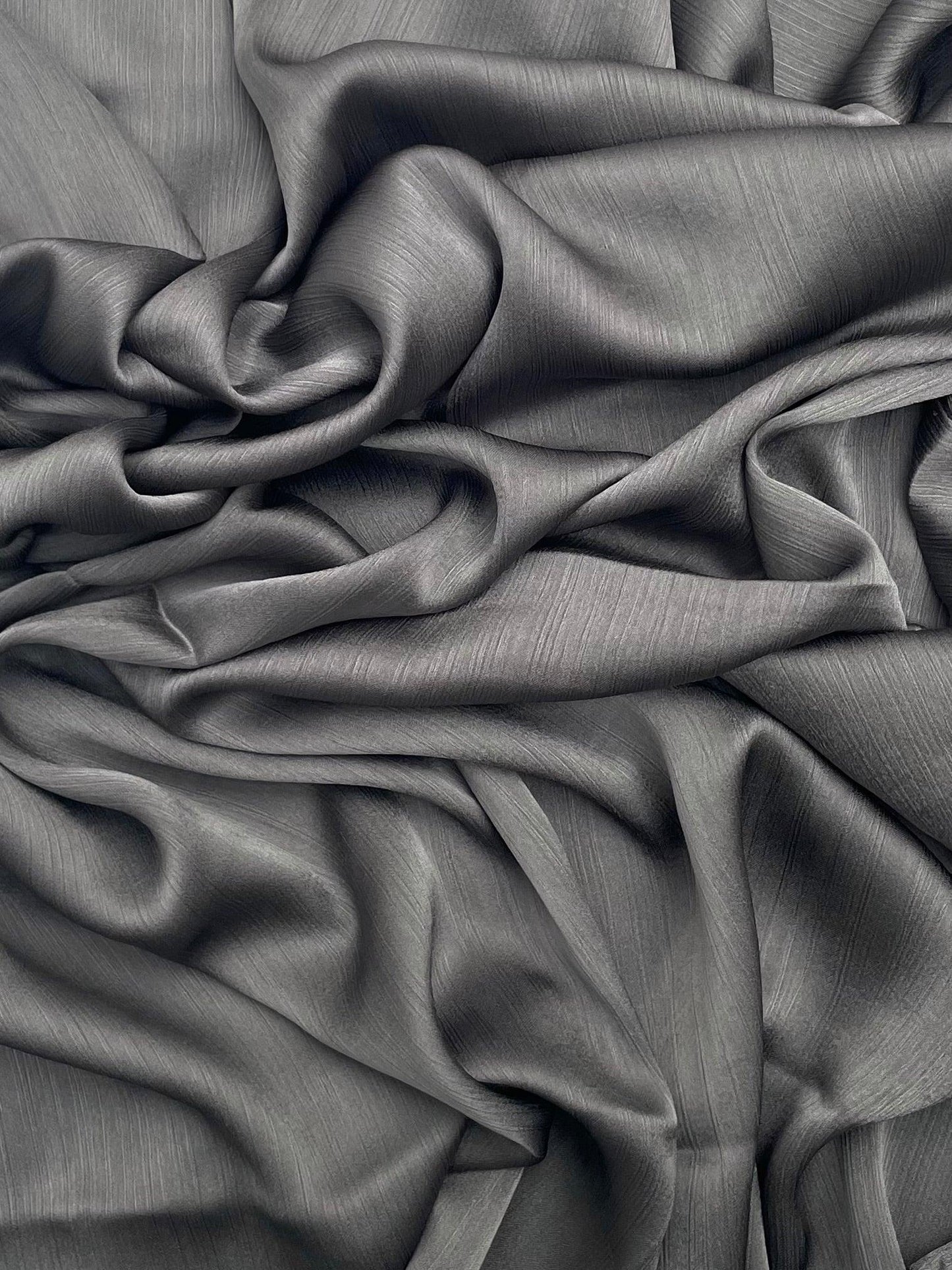 Matt Dubai crinkle silk pug metal grey hijab - Hijab Junkie UK