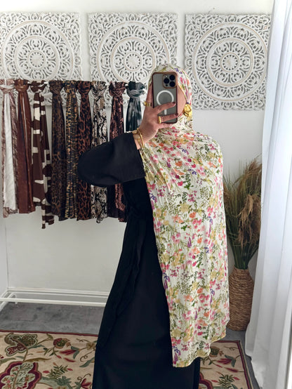 Premium Jersey Wild Flower hijab - Hijab Junkie UK