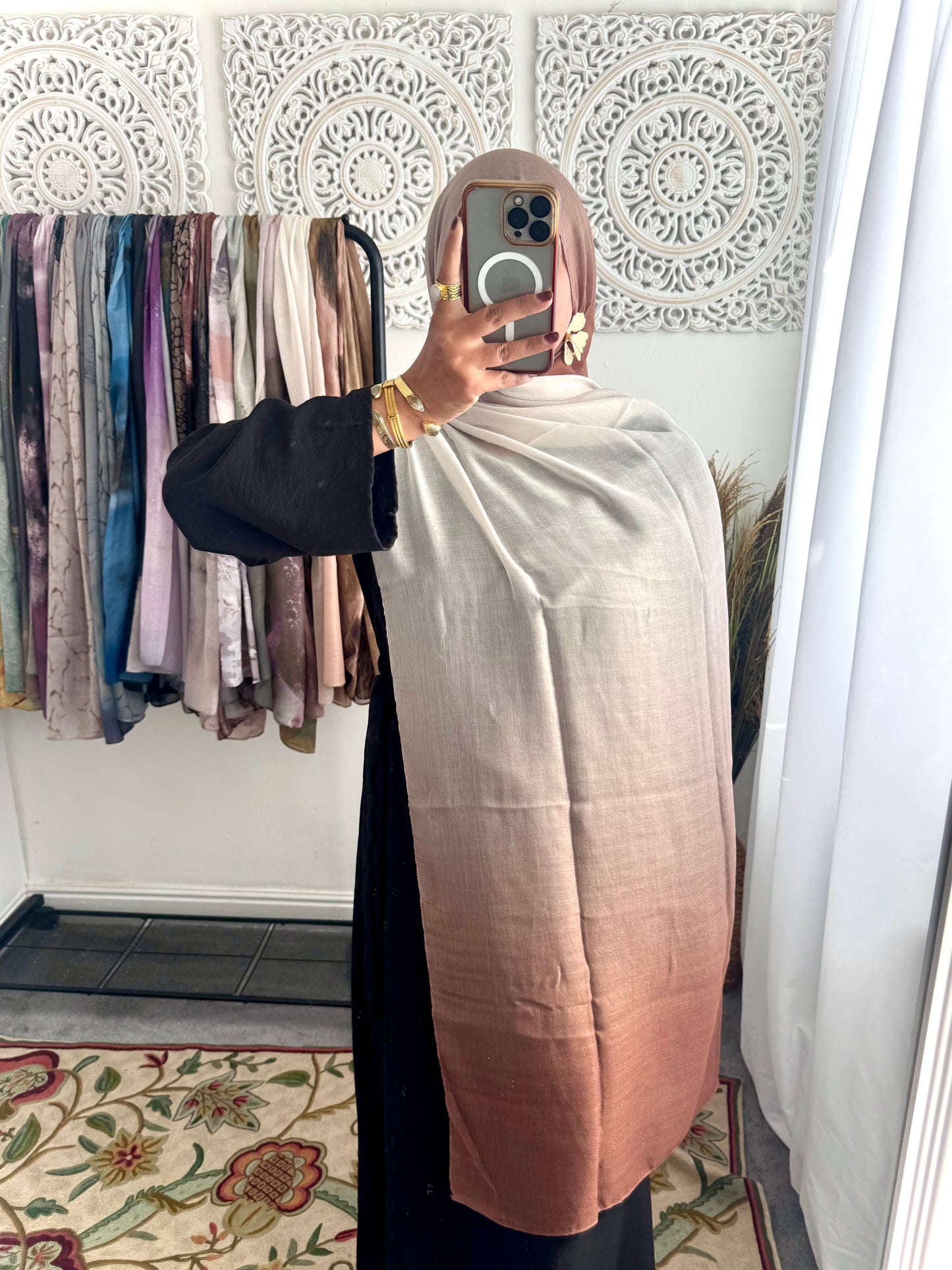 Water coloured Modal Printed Le Ciel mocha Hijab