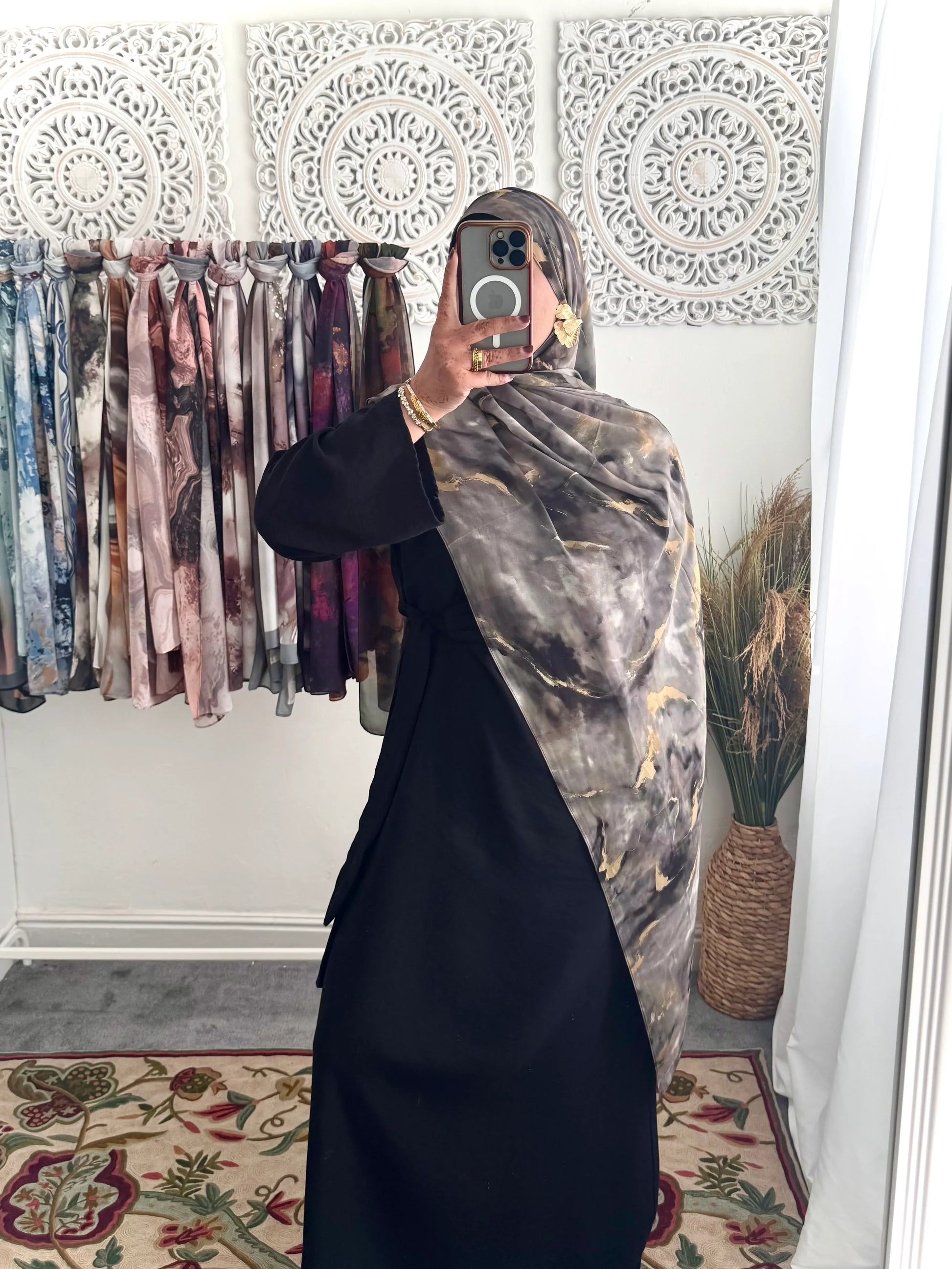 Water coloured Chiffon Printed Hiba Hijab - Hijab Junkie UK