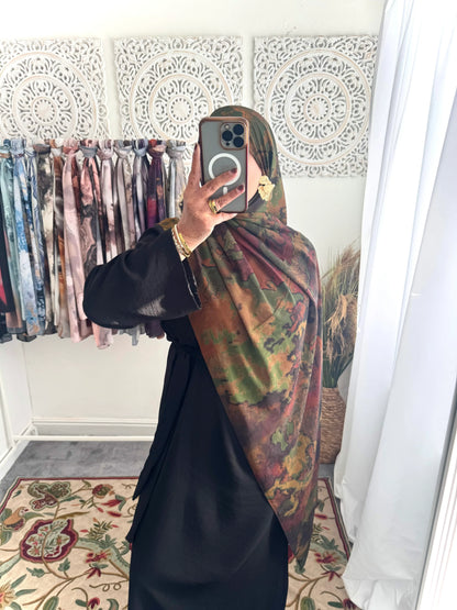 Water coloured Chiffon Printed Dania Hijab - Hijab Junkie UK