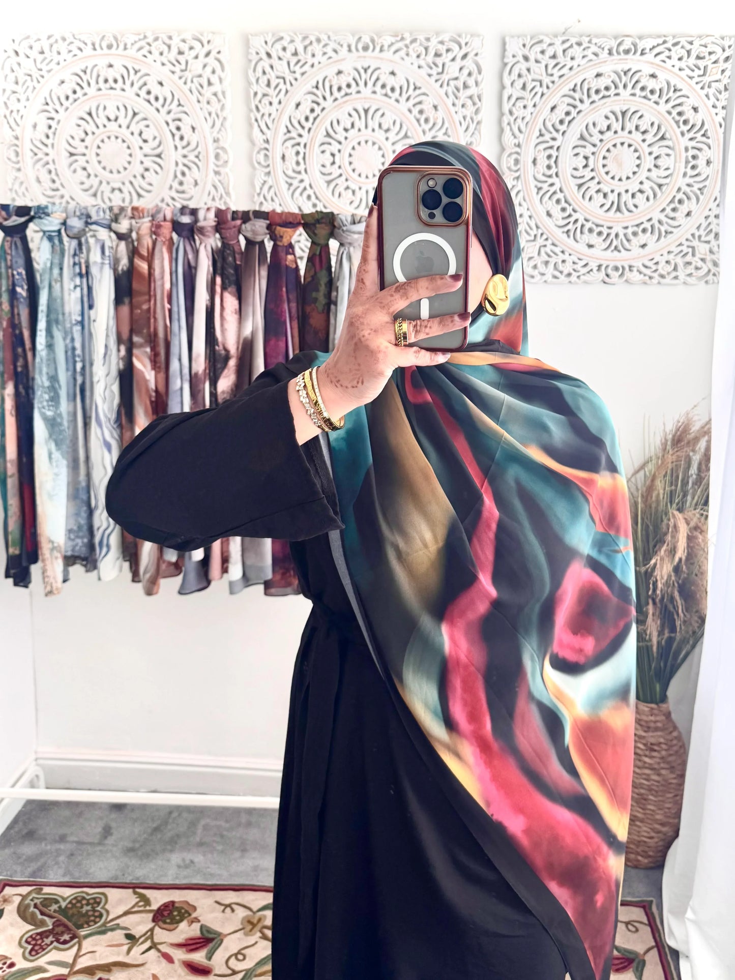 Water coloured Chiffon Printed Moheet Hijab - Hijab Junkie UK