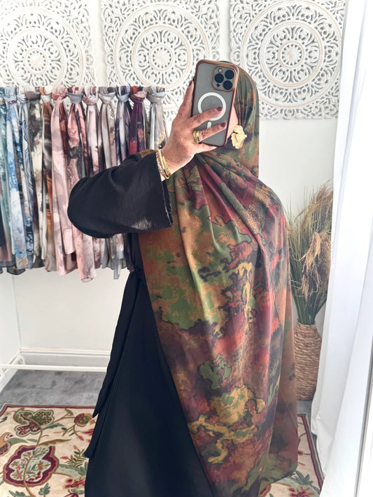 Water coloured Chiffon Printed Dania Hijab - Hijab Junkie UK