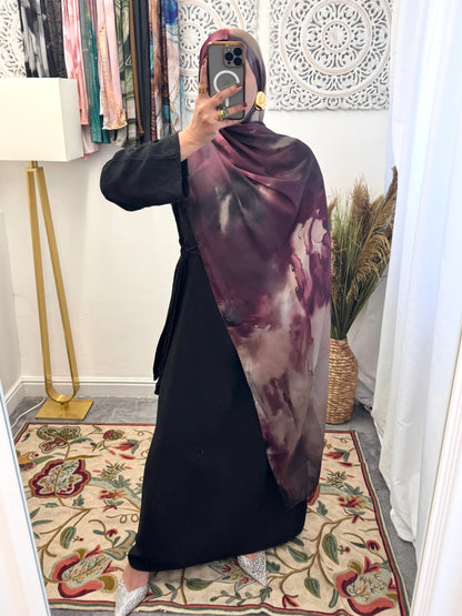 Water coloured Modal Silk Printed lavender splatter Hijab - Hijab Junkie UK