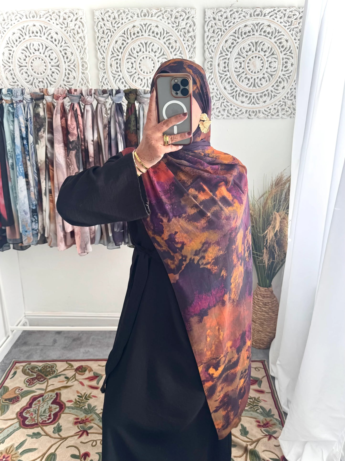 Water coloured Chiffon Printed Nura Hijab - Hijab Junkie UK