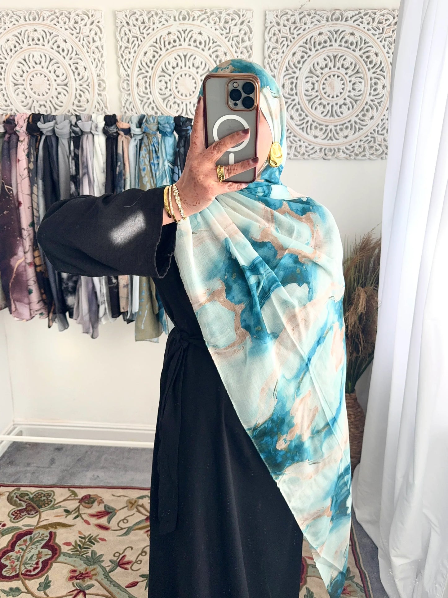Water coloured Modal Printed Pixel Hijab - Hijab Junkie UK