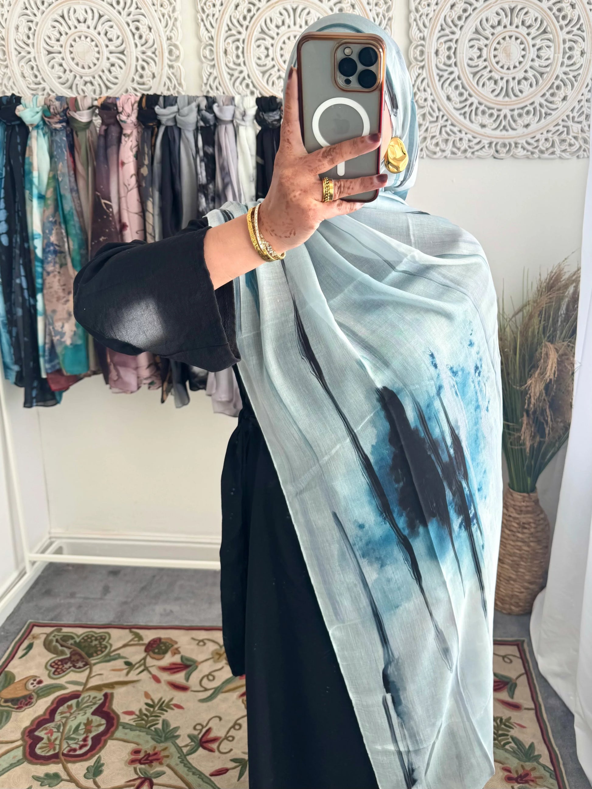 Water coloured Modal Printed Drip Hijab - Hijab Junkie UK