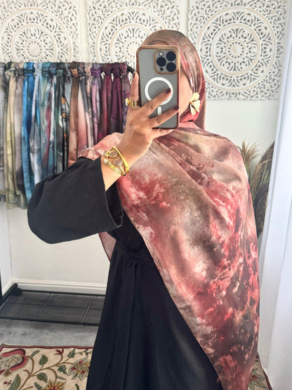 Water coloured Modal Silk Printed fire Hijab