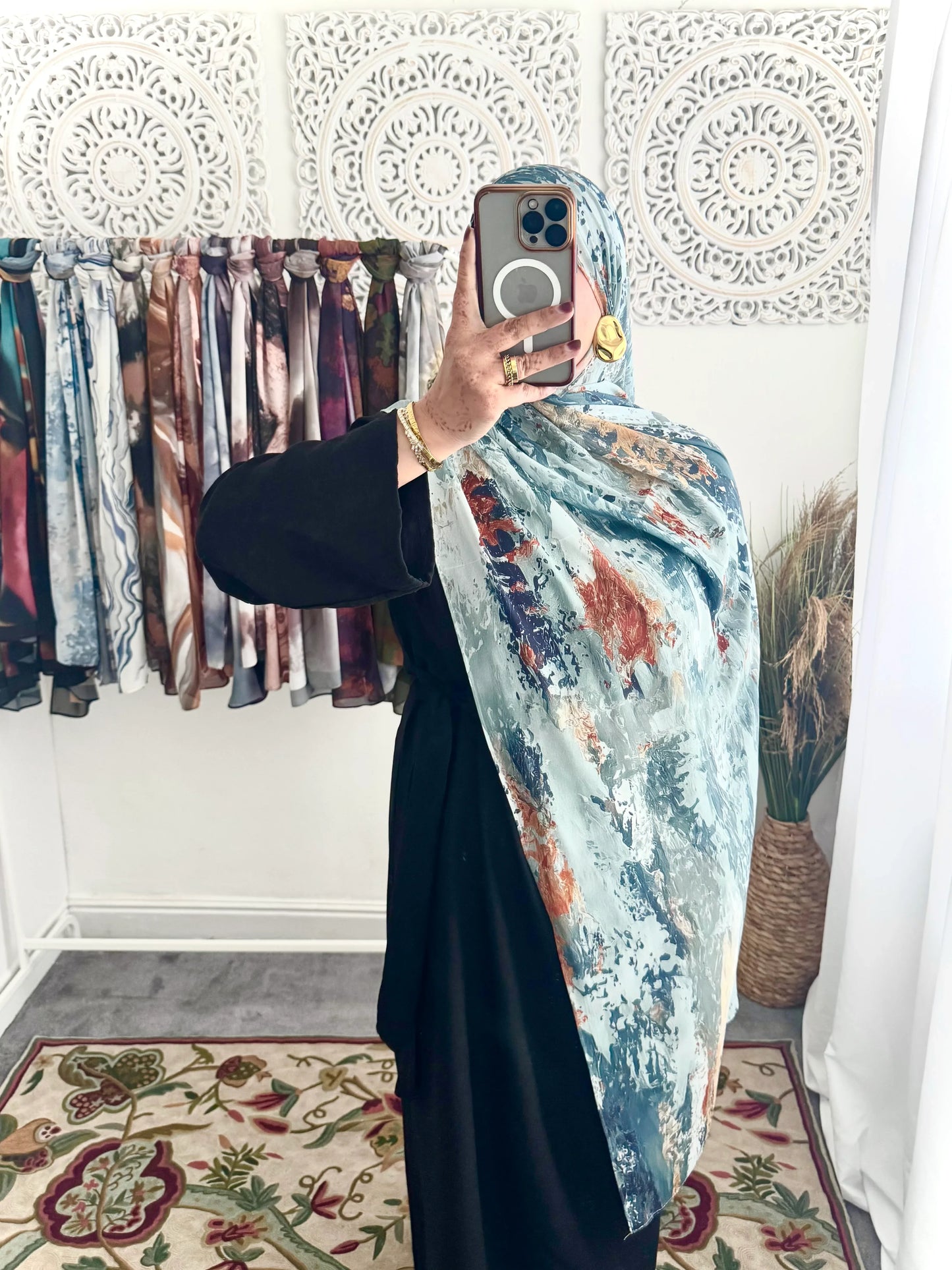 Water coloured Chiffon Printed Bahr Hijab - Hijab Junkie UK