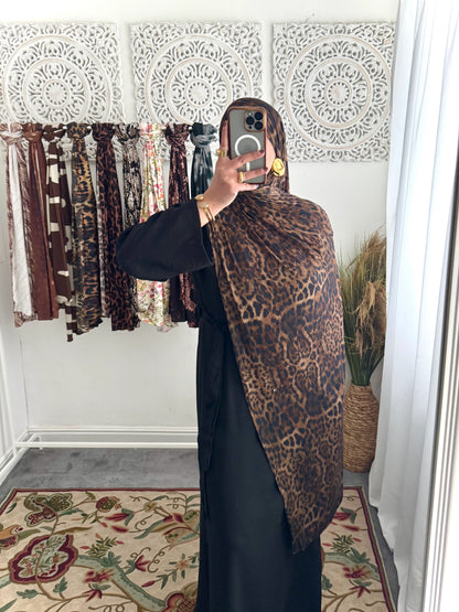 Premium Jersey Midnight Leopard hijab - Hijab Junkie UK