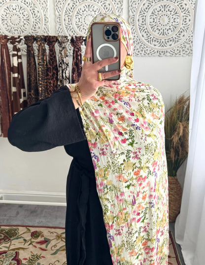 Premium Jersey Wild Flower hijab - Hijab Junkie UK