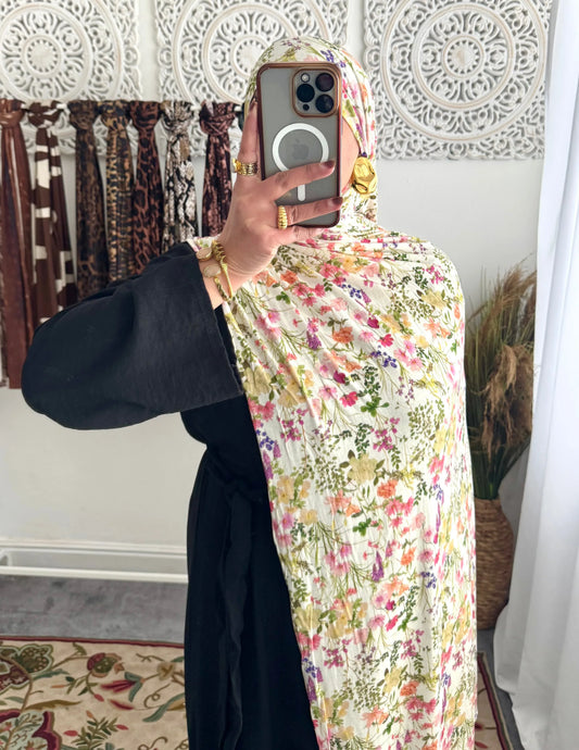 Premium Jersey Wild Flower hijab - Hijab Junkie UK
