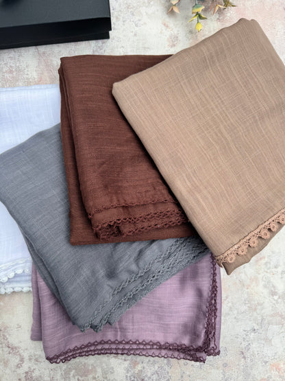 premium lace coco hijab set presented in a gift box