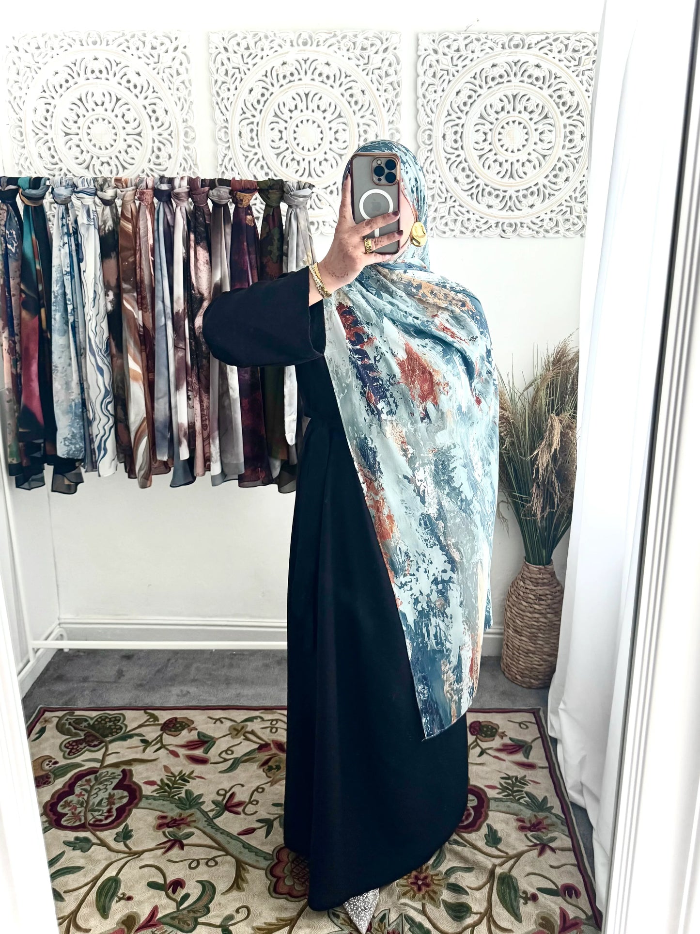 Water coloured Chiffon Printed Bahr Hijab - Hijab Junkie UK
