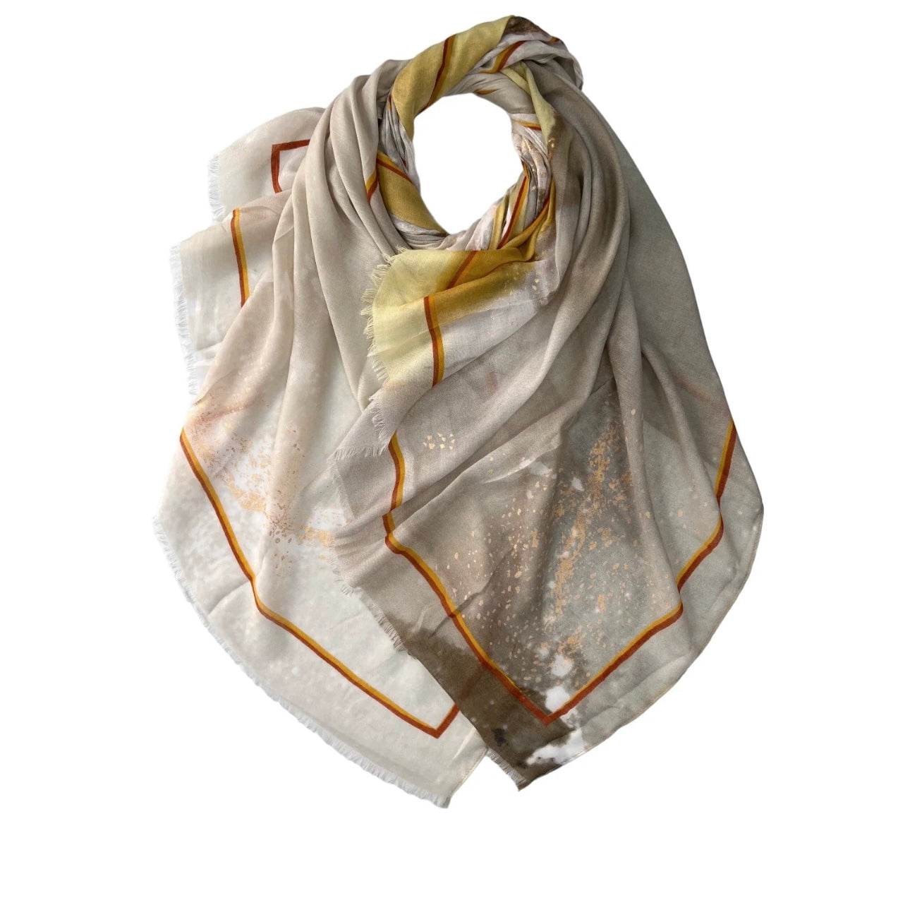 Maxi printed splatter coffee hijab scarf